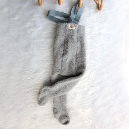 Children's imitation mink fur plus velvet straps leggings baby pantyhose padded pants